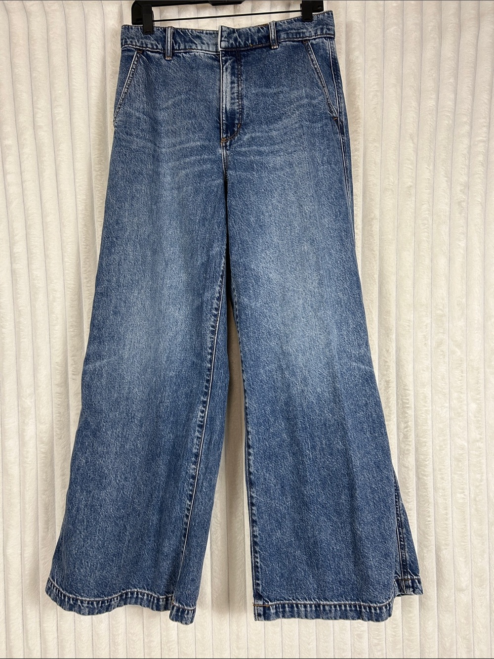 LOFT Wide-Leg Denim The Trouser Jeans in Medium Blue Wash sz 6